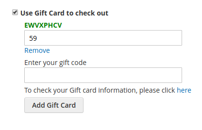 Use Gift Card to checkout